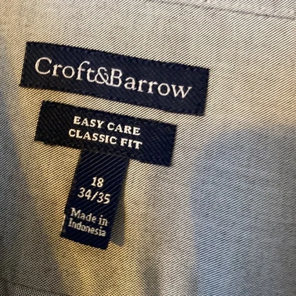 Croft & Barrow mens button down shirt; size 18, 34/35 - Picture 3 of 4